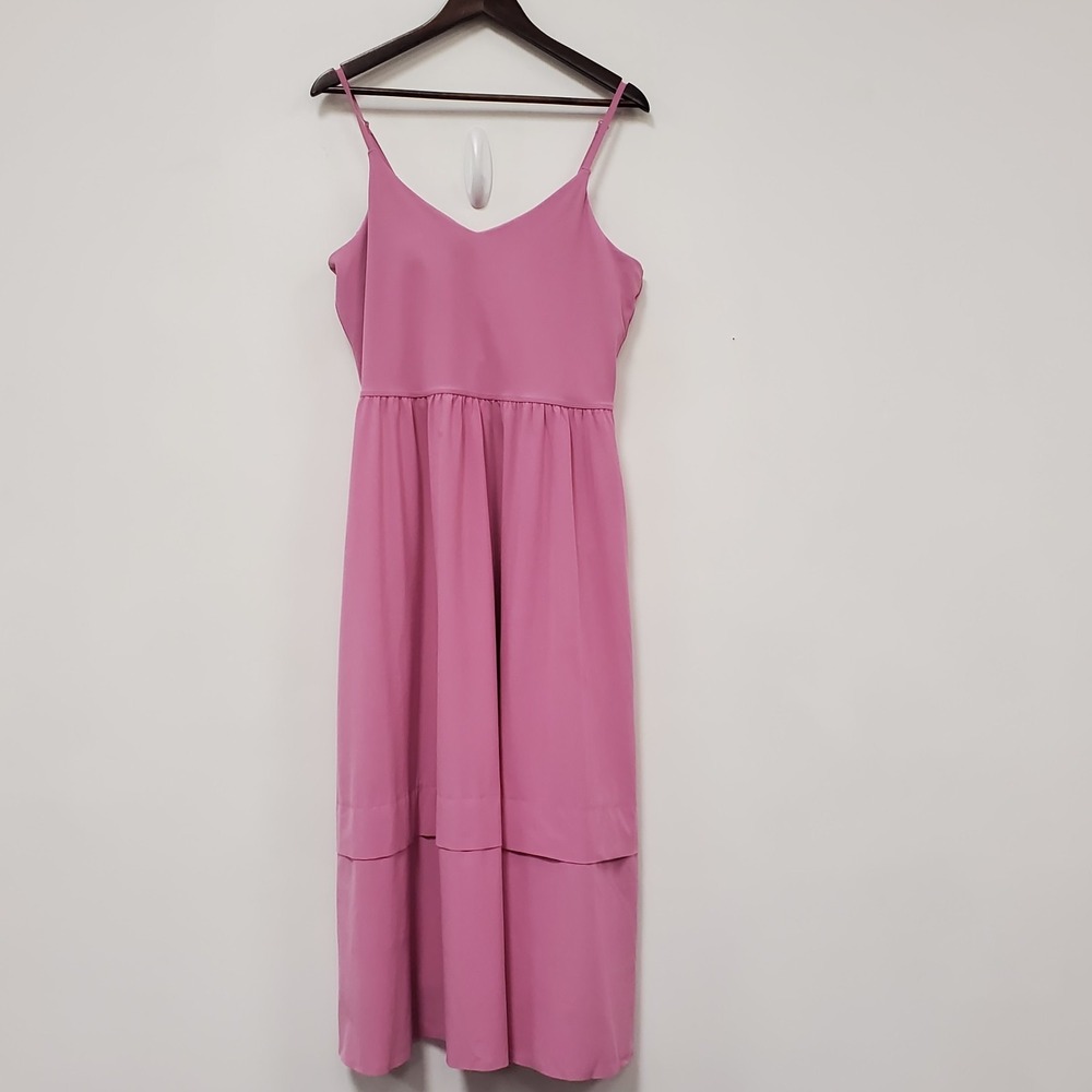 Athleta Womens Elation V-Neck Hybrid Dress Size L Pink Tiered Athletic 601546-02